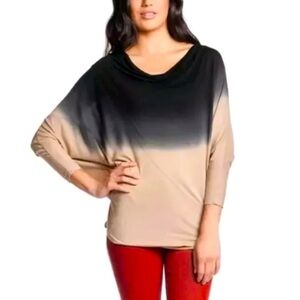 Young Fabulous and Broke Morongo Womens Top Black Ombre Jersey Cowl Neck